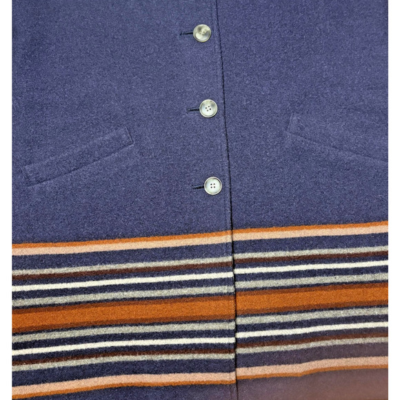 Pendleton Arroyo Coat Womens Small Navy Wool Blanket Stripe Southwestern Aztec - Picture 9 of 10
